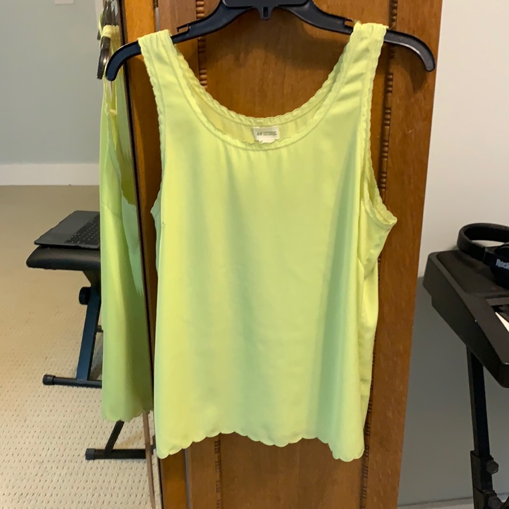 H&M tank lime green scalloped size 10